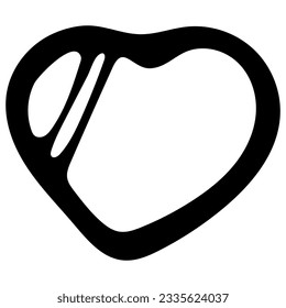 Heart Shape Vector. Love Illustration. Hand Drawn Design for Valentines day Card Background. Web Icon, Symbol, Sign. Romantic Wedding Invitation. Art Sketch. Black Graphic Drawing Isolated on White.
