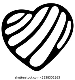 Vector de forma de corazón. Ilustración de amor. Diseño de mano para el fondo de la tarjeta de San Valentín. Icono Web, Símbolo, Firma. Invitación a la boda romántica. Esbozo de arte. Dibujo gráfico negro aislado en blanco.