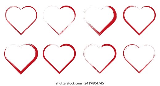 Heart shape vector. Love illustration. Hand drawn design for Valentine's day lantern. Web icon, symbol, sign. Romantic wedding invitation. Artistic sketch. Set of red graphic designs