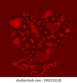 Herzform, Vektorgrafik. Liebessymbol. Valentine Grußkarte. Konzept für Einladung, Muttertagskarte, Jubiläum.