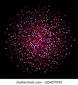 Heart shape vector pink confetti splash 