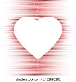 Heart shape vector red lines with white heart frame inside. Heart icon, love symbol. Valentine. Heart of love. Vector illustration