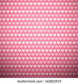 Heart shape vector seamless pattern (tiling). Pink color. 