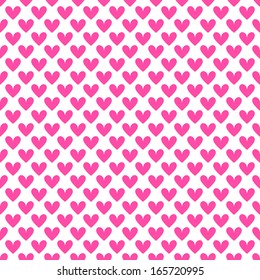 Heart shape vector seamless pattern (tiling). Pink and white colors. Endless texture can be used for printing onto fabric and paper or scrap booking. Valentines day background for invitation.