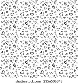 Heart shape vector seamless pattern doodle abstract background illustration