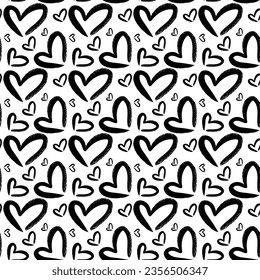 Heart shape vector seamless pattern doodle abstract background illustration