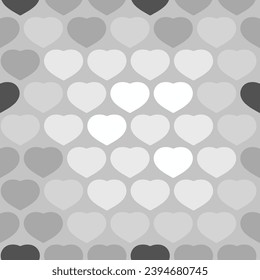 Heart shape vector seamless pattern doodle grey and white abstract background illustration for digital and print materials