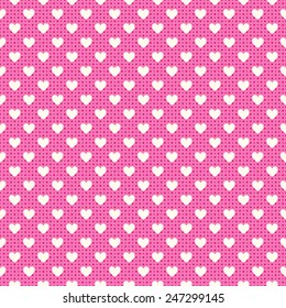 Heart shape vector seamless pattern. Pink and white colors. Valentines day background for invitation