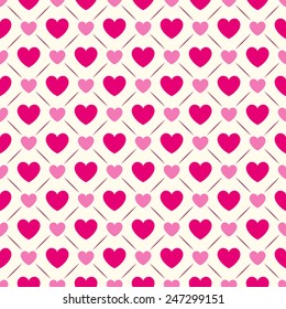 Heart shape vector seamless pattern. Pink and white colors. Valentines day background for invitation