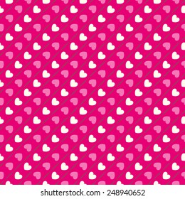 Heart shape vector seamless pattern. Pink and white colors. Valentines day background for invitation