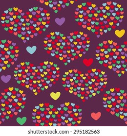 Heart shape vector seamless pattern. Valentines day background for invitation
