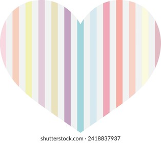 heart shape vertical strip, different shades and colors, heart shape vector illustration.