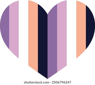 heart shape with vertical stripes color of biromantic flag colors. biromantic flag colors vector illustration.