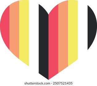 heart shape with vertical stripes color of akiosexual flag colors. akiosexual flag colors vector illustration.
