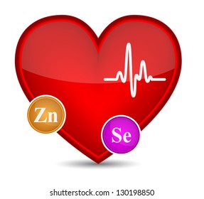 Heart shape with vitamins. Vector illustration