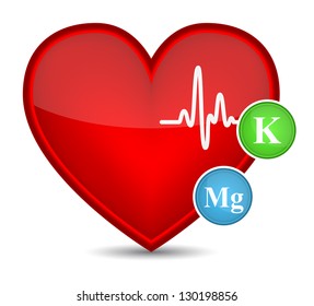 Heart shape with vitamins. Vector illustration