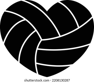 Heart shape volleyball clipart - Vector Illustration