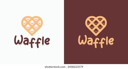 Heart shape waffle vector logo design with modern, simple, clean and abstract style.