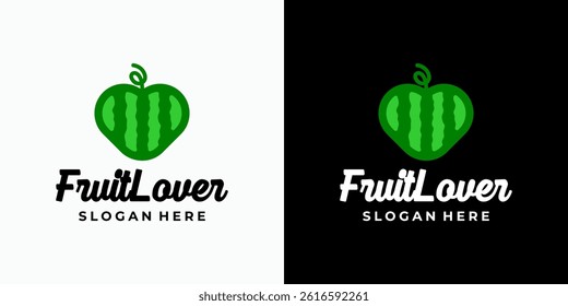 Heart shape watermelon fruit vector logo design with modern, simple, clean and abstract style. Icon for business, food and drinks, fruits and personal branding.