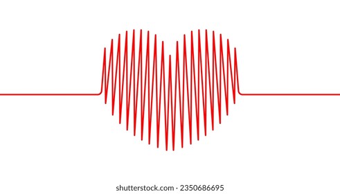 Línea ondulada de forma cardíaca, pulso electrocardiográfico de latido cardíaco