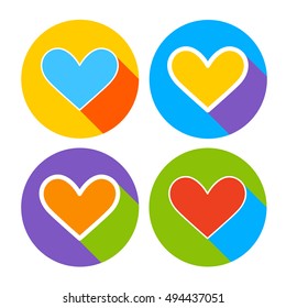 Heart Shape Web Icon Colorful Set Vector Illustration
