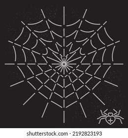 Estilo de línea invertida de forma de corazón Web y Spider Icono de estilo de línea invertida como plantilla de decoración de publicidad de Halloween Holidays - fondo blanco sobre negro - Diseño gráfico plano vectorial