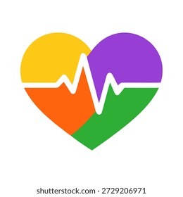 Herzform mit weißer Herzschlaglinie, geeignet für medizinische Präsentationen, gesundheitsbezogene Designs und Valentinstag-Werbeaktionen. Ideal für Grußkarten.