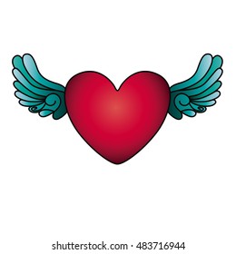 Heart shape with wings icon. Love passion and romantic theme. Isolated design. Vector illustration