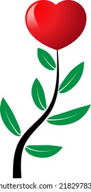 heart shape withe green leaf