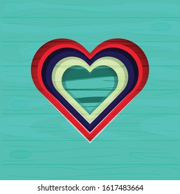 heart shape with wood texture for st valentines card. vector. illustration