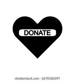 Heart shape with the word donate inside representing charity and support. Donate Heart Charity Icon