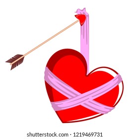 Heart shape wrapped with a cupid arrow. Valentine day. Vector illustration design