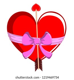 Heart shape wrapped with a cupid arrow. Valentine day. Vector illustration design
