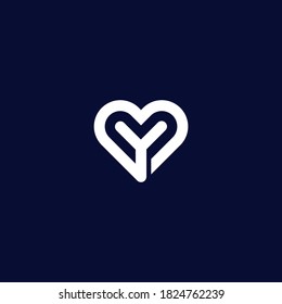 Heart shape with Y letter concept design for commercial use
