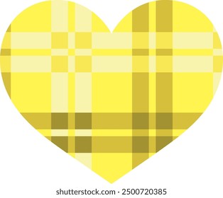 heart shape with yellow gingham pattern inside, heart shape vector illustration.