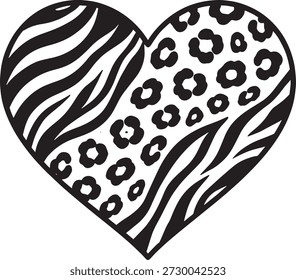 Forma de corazón con cebra y estampado de leopardo animal