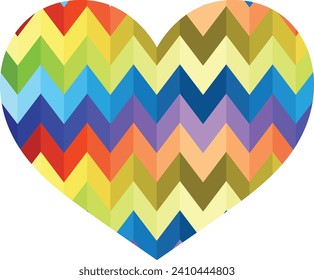 heart shape with zigzag different shades and colors, heart shape vector illustration.
