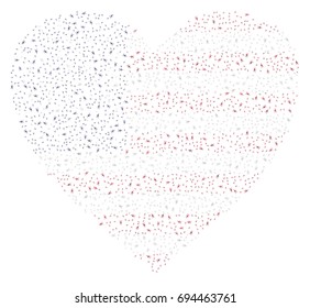 Heart shaped abstract American flag - the flag of United States of America made of small red, white and blue running men