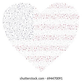 Heart shaped abstract American flag - the flag of United States of America made of small red, white and blue people