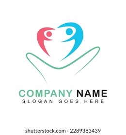 Heart shaped abstract family logo icon design template. Family love sign