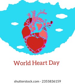 corazón con forma de corazón contra un fondo de nube brillante para conmemorar el Día Mundial del Corazón el 29 de setiembre