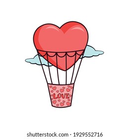 Heart shaped air balloon. Valentines day - Vector