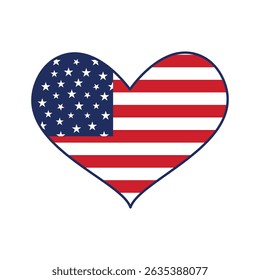 Heart Shaped American Flag Patriotic Design