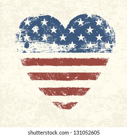 Heart shaped american flag. Vector, EPS10