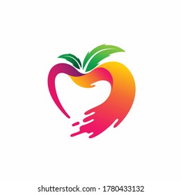 vector de manzana en forma de corazón, plantilla de vector de jugo