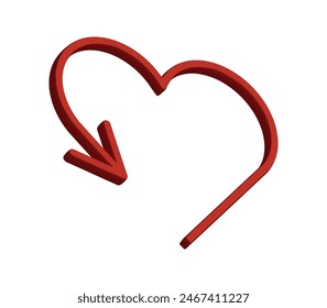 heart shaped arrow in 3d style, white background vector illustration