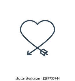 Heart shaped arrow outline style icon. Valentine's Day and Love theme for websites of web design and mobile applications.