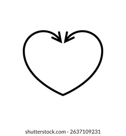 Heart shaped arrows. Thin long outline arrow. Vector illustration.