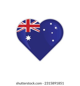 Heart Shaped Australia Flag Icon Vector Design.