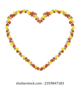 Heart shaped autumn frame with chestnut leaves. Decoration element for invitation cards, greeting cards and other designs